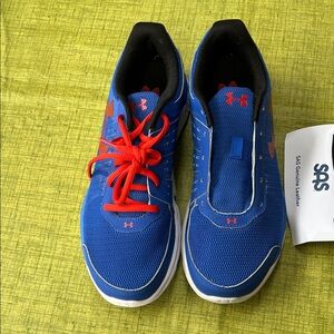 Under Armour Men's Blue Athletic Shoes with Red Accents